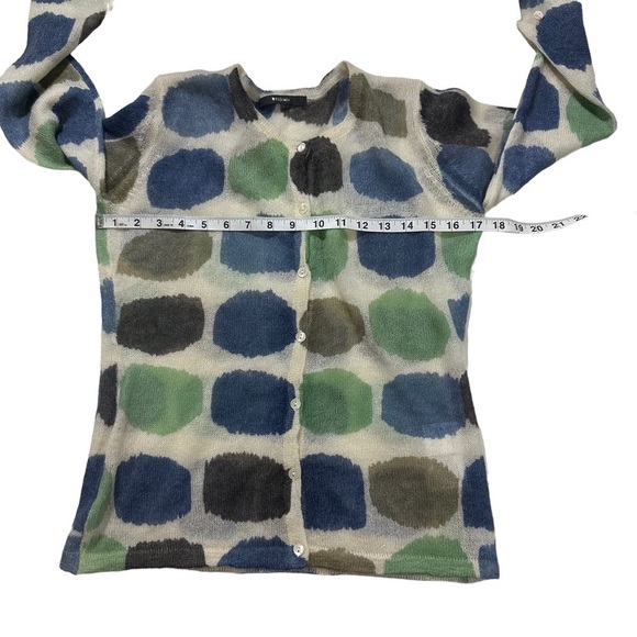 Brodiaea Women Cream & Colorful Smears 7 Button Cardigan Sweater Sz M Mohair NWT - Picture 11 of 13